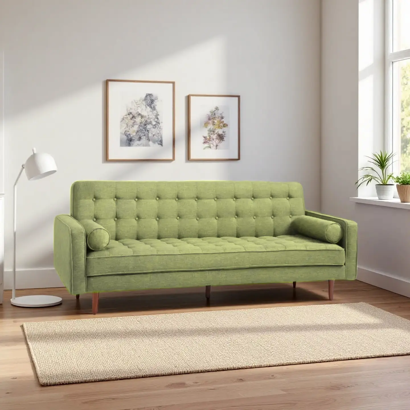 Erica 3 Seater Sofa Bed , Green