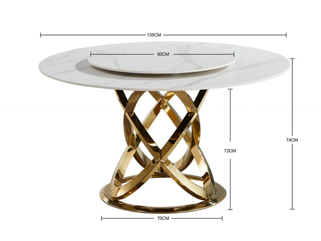 Newton Gold Base Dining Table Rainbow Star Furniture