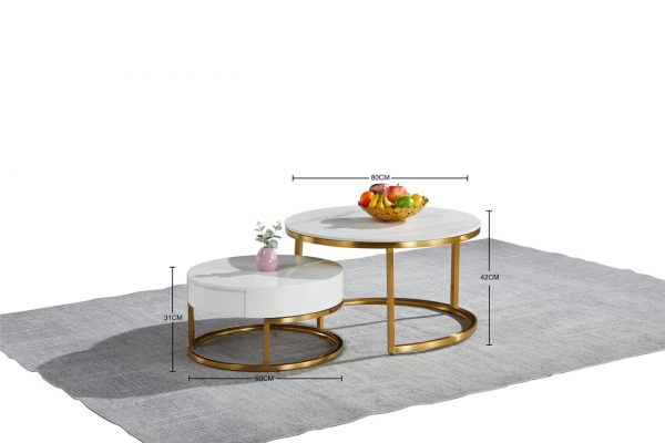 Zara Coffee Table with Draw , Gold Frame - Image 2