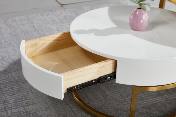Zara Coffee Table with Draw , Gold Frame - Image 4