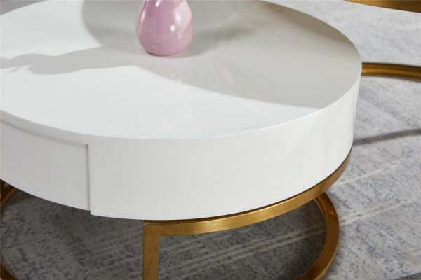 Zara Coffee Table with Draw , Gold Frame - Image 3
