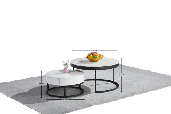 Zara Coffee Table with Draw ,Black Frame - Image 2
