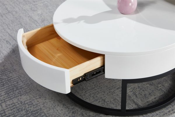 Zara Coffee Table with Draw ,Black Frame - Image 4
