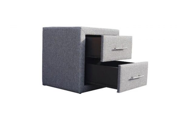 Bonny Linen Fabric Bedside Table - Image 3