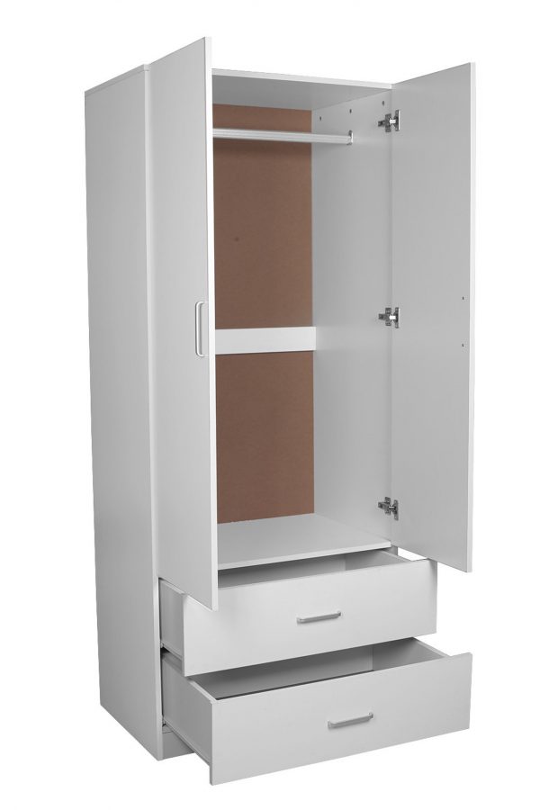Hudson 2 Door 2  Drawer Wardrobe --Black /White - Image 6