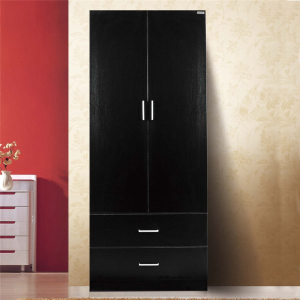 Hudson 2 Door 2  Drawer Wardrobe --Black /White - Image 2