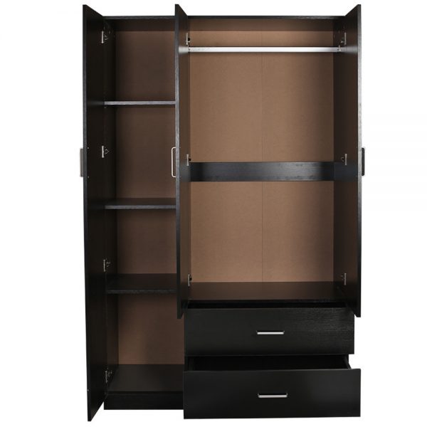 Hudson 3Door 2Drawer with Mirror Wardrobe --Black /White - Image 3