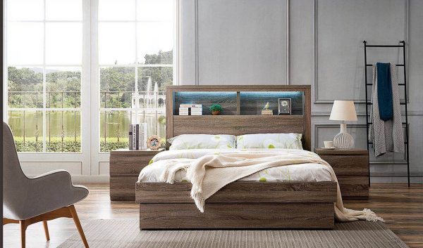 Belinda Mocha Oak Storage Bed -- S , KS - Image 2