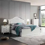 Roseville Ivory White Storage Bed --D , Q . K