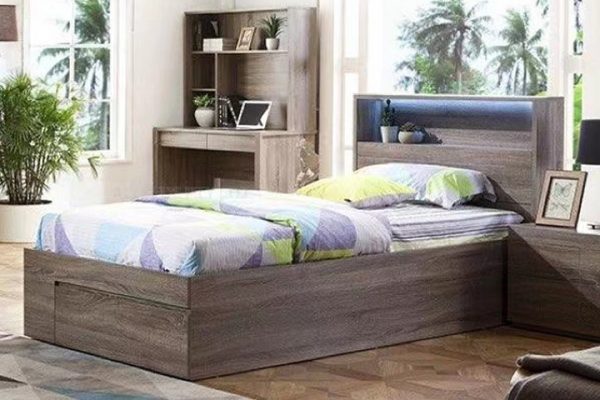 Dealta  Mocha Oak Storage Bed -- S , KS