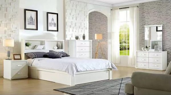 Bali Gloss White Storage Bed -- D , Q , K