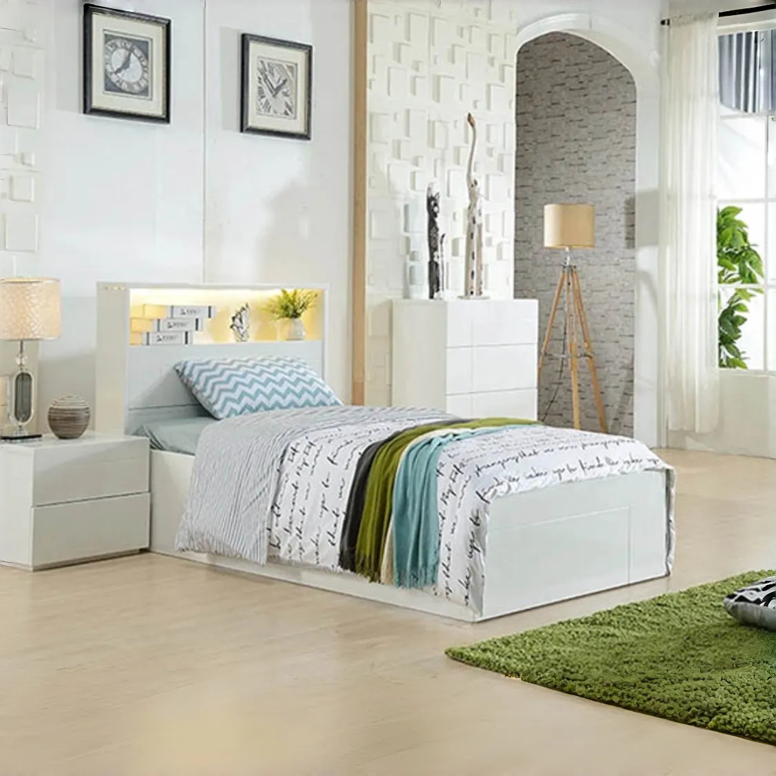 Delta Gloss White Storage Bed -- S, KS