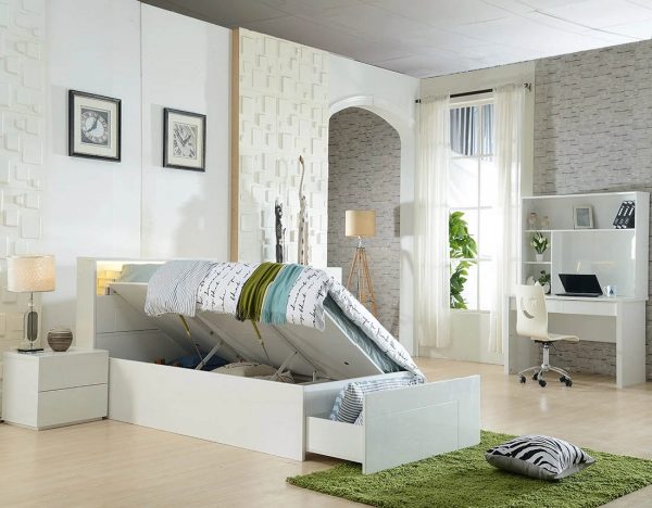 Delta Gloss White Storage Bed -- S, KS - Image 2