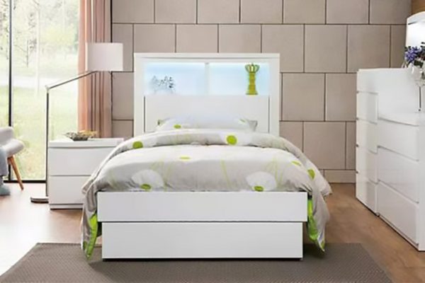 Belinda Gloss White Storage Bed -- S, KS