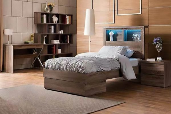 Belinda Mocha Oak Storage Bed -- S , KS