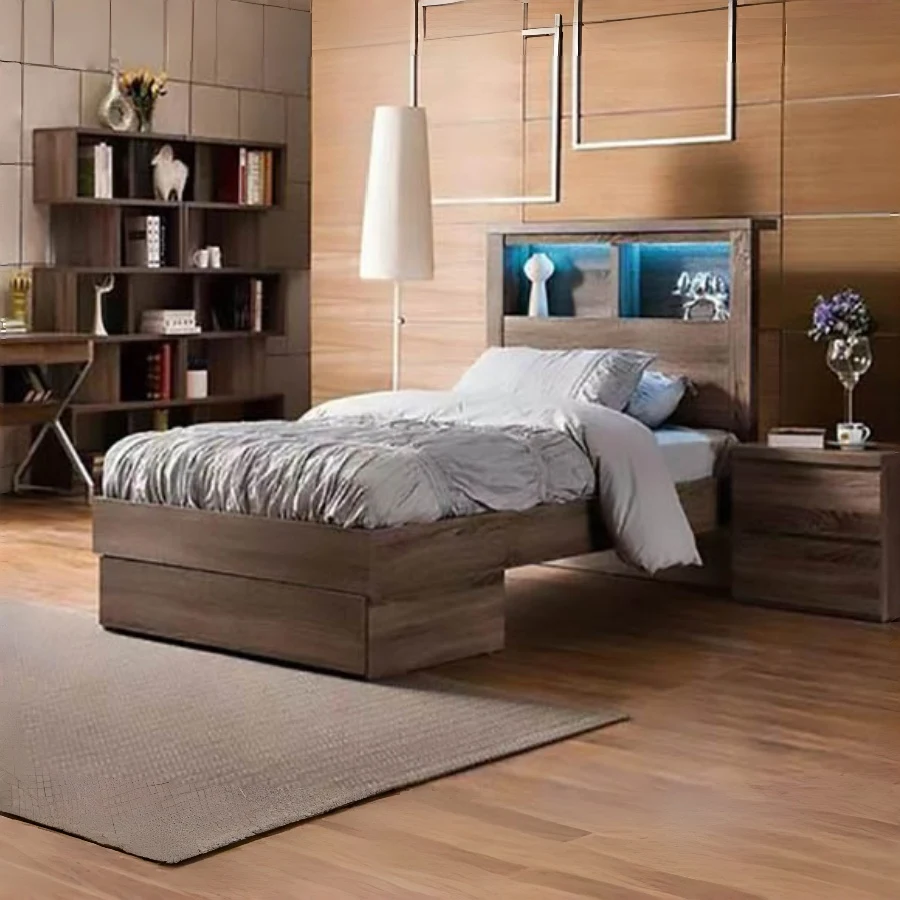 Belinda Mocha Oak Storage Bed -- S , KS