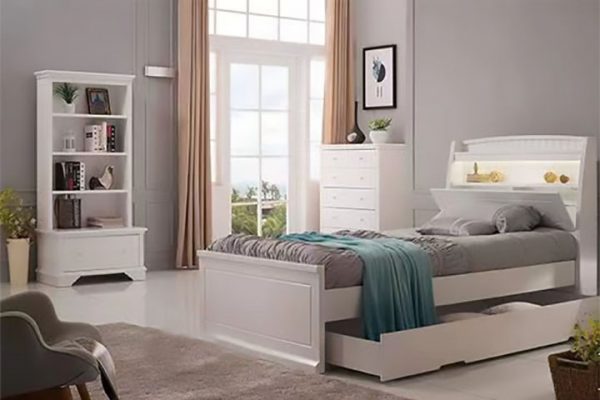 Alicia Ivory white Storage Bed -- S , KS