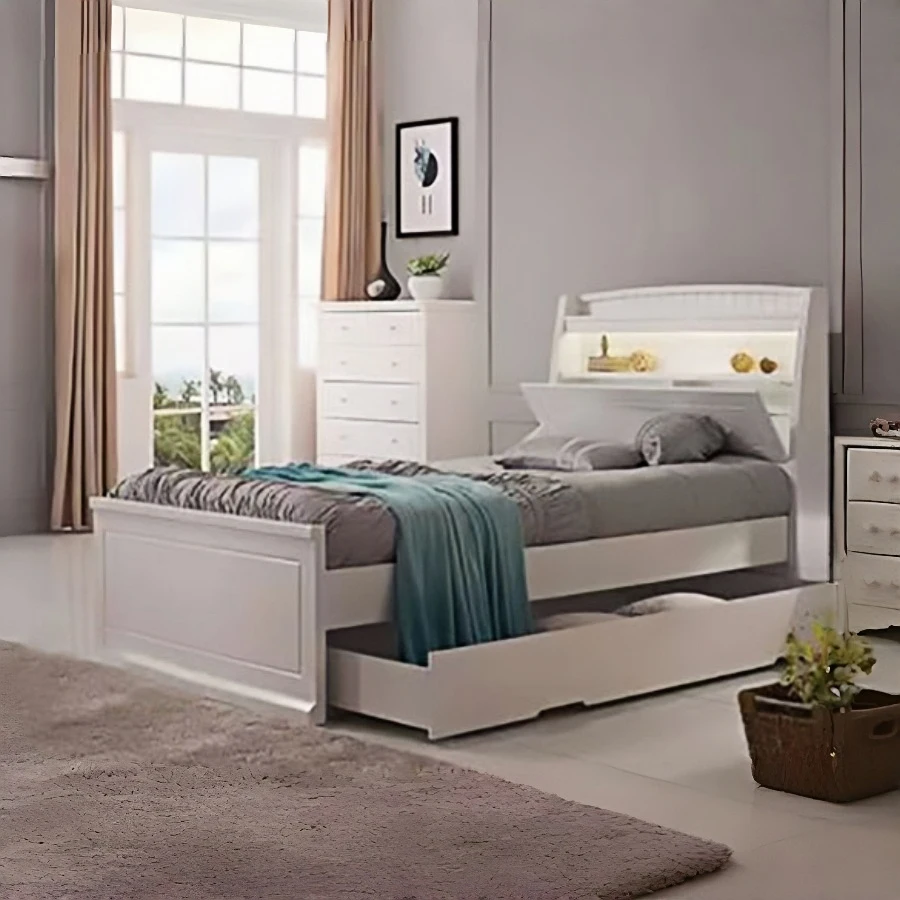 Alicia Ivory white Storage Bed -- S , KS
