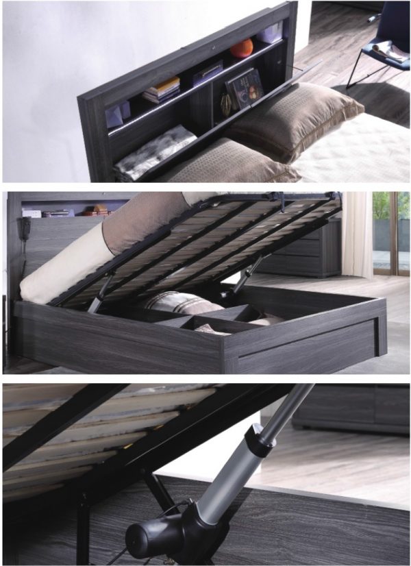 Milan Gas lift  bed Walnut  KS,D,Q, K - Image 3