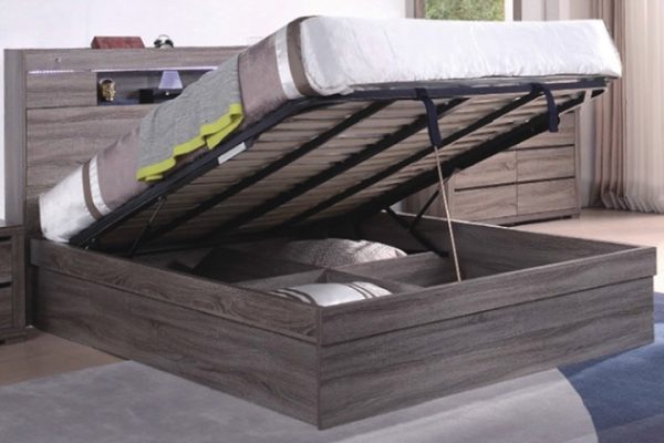 Copenhagen Gas Lift Bed Oak / Walnut  -- Q, K - Image 3