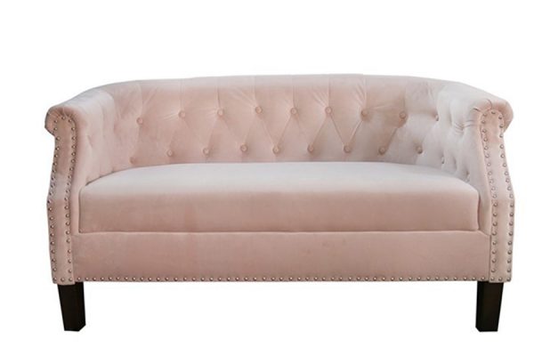 Vannessa Velvet Fabric 2 Seater Sofa ,  Grey/Pink - Image 2