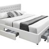 Oslo PU Leather Bed with Drawers --Black / White  D, Q