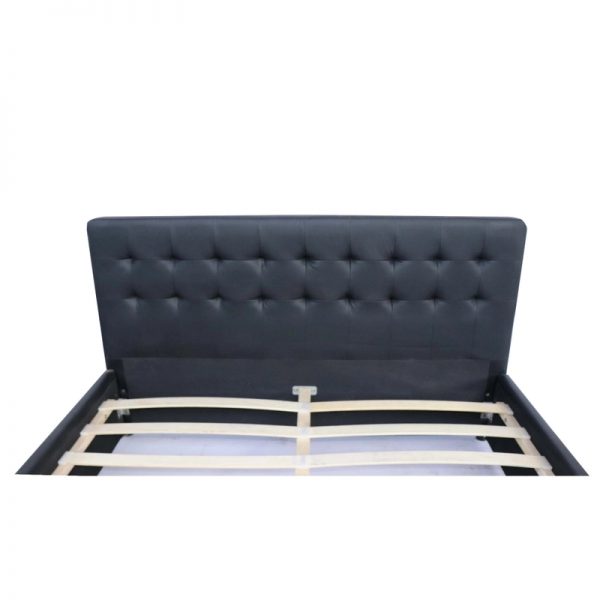 Oslo PU Leather Bed with Drawers --Black / White  D, Q - Image 4