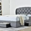 Bonny  Linen Fabric Bed with Drawers  D,Q