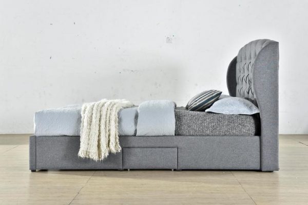 Bonny  Linen Fabric Bed with Drawers  D,Q - Image 2