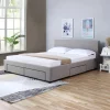 Eliz Fabric Bed with Drawer , Grey --D, Q