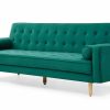 Christy 3 Seater Sofa bed , Velvet Fabric - Green