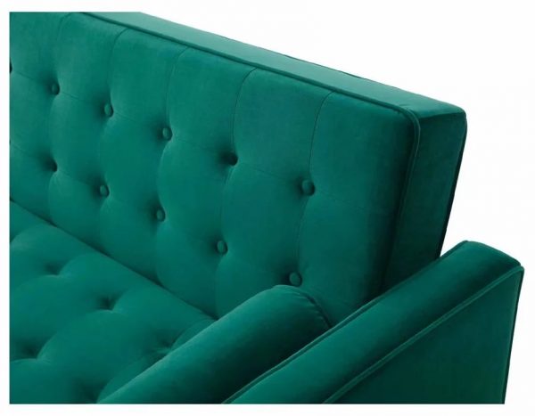 Christy 3 Seater Sofa bed , Velvet Fabric - Green - Image 3
