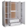 Hudson 4 Door 2 Drawer with Mirror Wardrobe -- Black / White