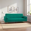 Christy 3 Seater Sofa bed , Velvet Fabric - Green