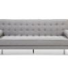 Erica 3 Seater Sofa Bed  -- Light Grey with White Piping