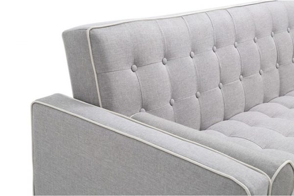Erica 3 Seater Sofa Bed  -- Light Grey with White Piping - Image 2