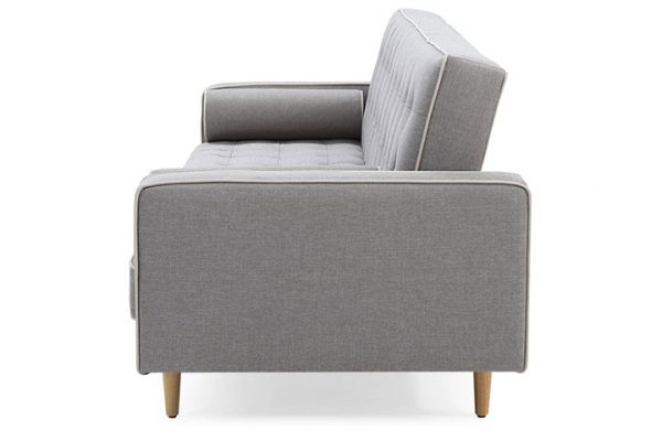 Erica 3 Seater Sofa Bed  -- Light Grey with White Piping - Image 3
