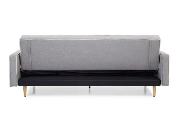 Erica 3 Seater Sofa Bed  -- Light Grey with White Piping - Image 4