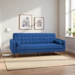 Christy 3 Seater Sofa Bed , Velvet Fabric --Navy Blue