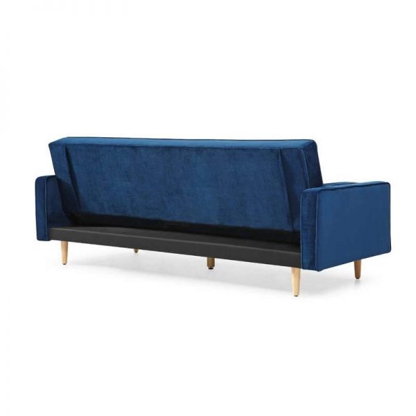 Christy 3 Seater Sofa Bed , Velvet Fabric --Navy Blue - Image 3
