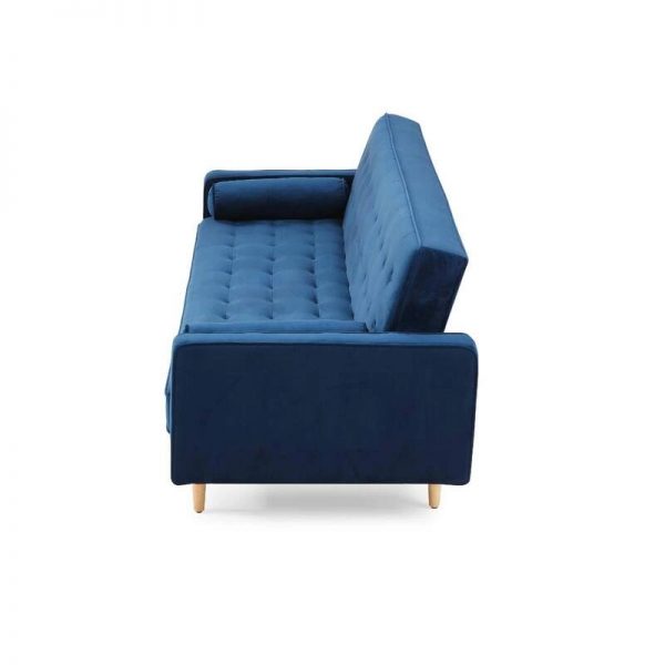 Christy 3 Seater Sofa Bed , Velvet Fabric --Navy Blue - Image 2