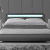 Larra PU Leather Bed with LED Light --Grey / White   D, Q