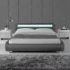 Larra PU Leather Bed with LED Light --Grey / White   D, Q