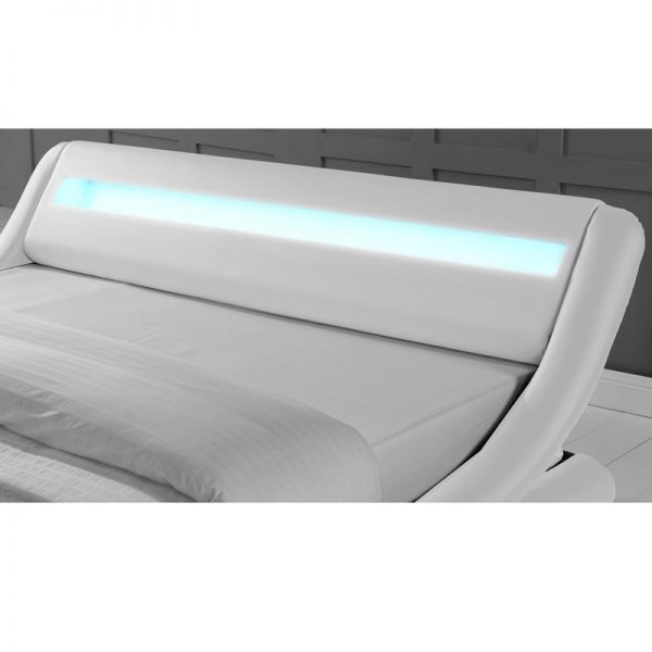 Larra PU Leather Bed with LED Light --Grey / White   D, Q - Image 5