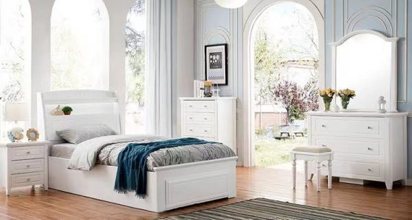 Alicia Ivory white Storage Bed -- S , KS - Image 2
