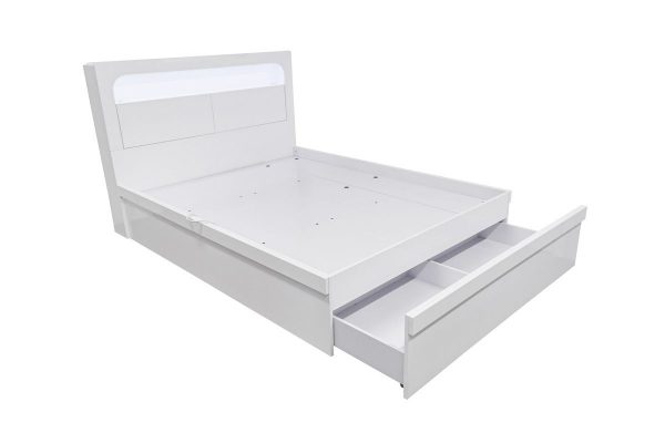 Olivia Gas Lift Storage Bed Gloss White -- KS,  Q - Image 5
