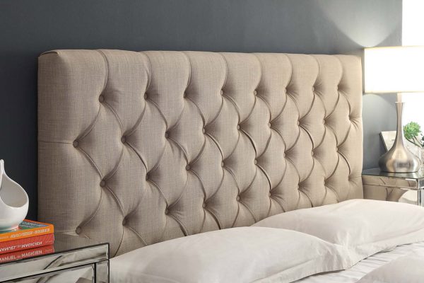 Romeo Linen Fabric Bed , Standard /Gas Lift , Charcoal /Sand /Light Grey - Image 2