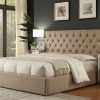 Romeo Linen Fabric Bed , Standard /Gas Lift , Charcoal /Sand /Light Grey