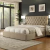 Romeo Linen Fabric Bed , Standard /Gas Lift , Charcoal /Sand /Light Grey