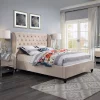 Coco A Velvet Fabric Bed  Standard / Gas Lift , Grey / Cream -- Q, K